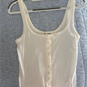 Free People Ivory Button-Front Top